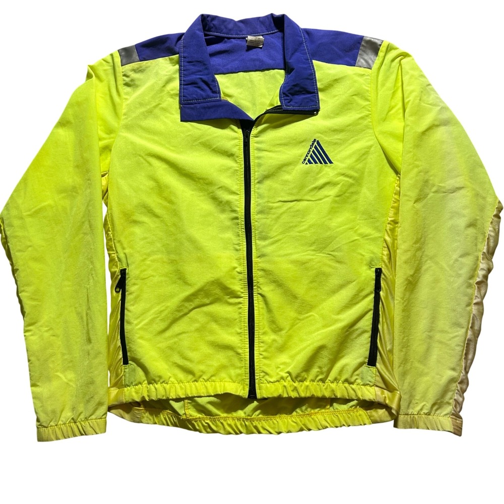 Cannondale Cycling Jacket Mens Large Neon Yellow Purple Reflective Vintage USA